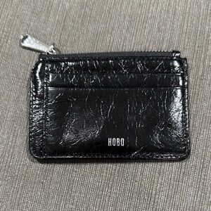 HOBO Shiny Black Leather Card Wallet